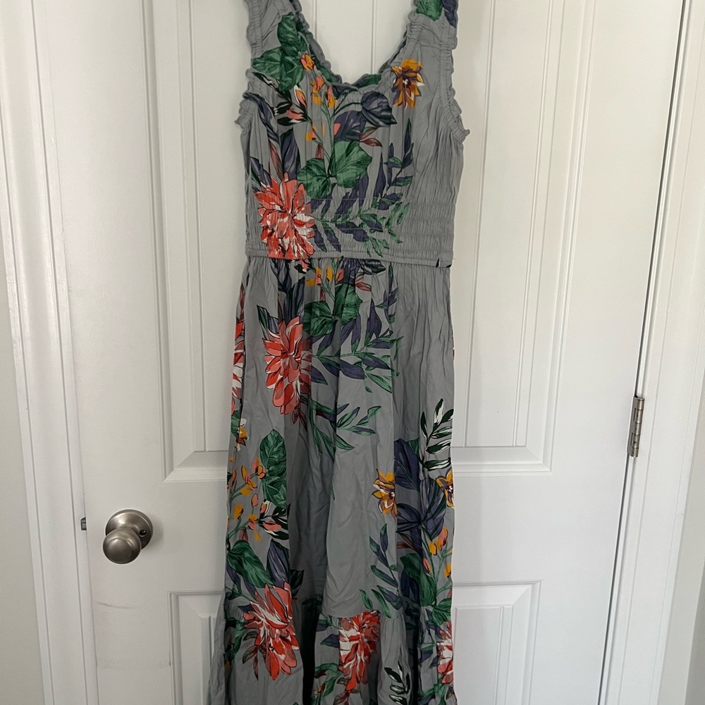 Patrons of Peace Gray Floral Maxi Dress